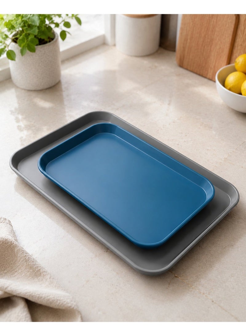 favilla 2-piece serving tray set - different sizes - for easy serving of food and drinks. Stain and scratch resistant, easy to clean, lightweight, suitable for everyday indoor and outdoor use. Ergonomic design for carrying and use with trolleys. - Image 2
