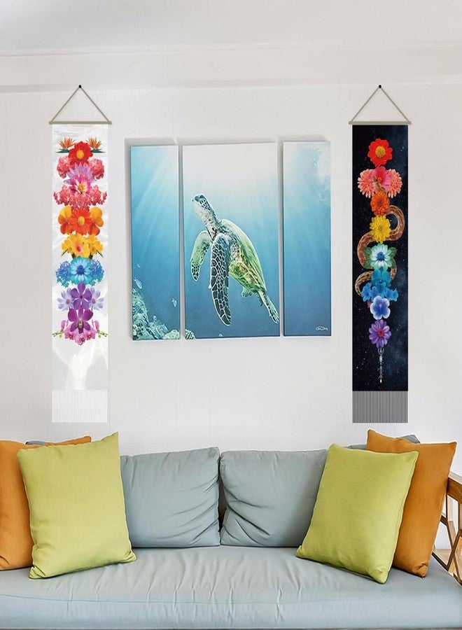AHANDMAKER 2Pcs Colorful Floral Tapestry, Blossom Flower Snake Long Vertical Tapestry Wall Hanging, Botanical Tassel Wall Tapestry Mystic Aesthetic Tapestry for Bedroom and Living Room(45.7x13 Inch) - Image 5