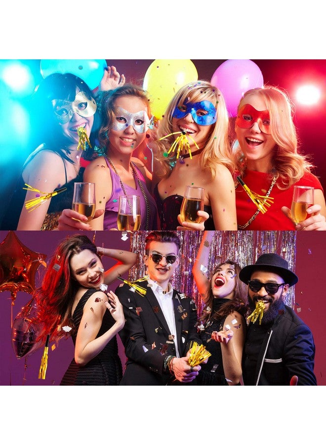 Sumind 24 Pieces Gold Noise Makers Glitter Noise Makers Metallic Fringed Party Blowers For Adults Birthday Graduation Sporting Events 2024 New Years Party Favor Supplies - Image 5
