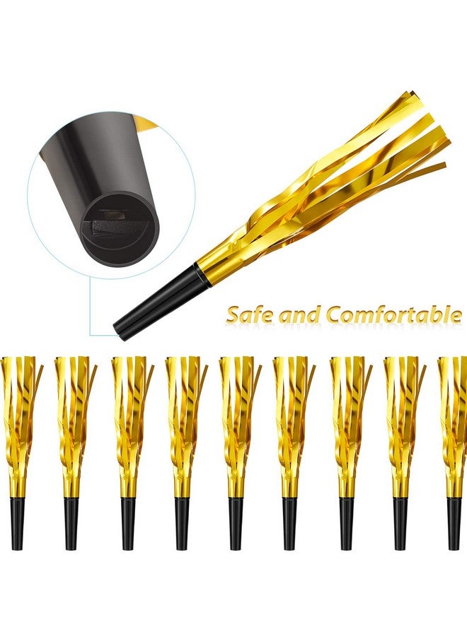 Sumind 24 Pieces Gold Noise Makers Glitter Noise Makers Metallic Fringed Party Blowers For Adults Birthday Graduation Sporting Events 2024 New Years Party Favor Supplies - Image 2