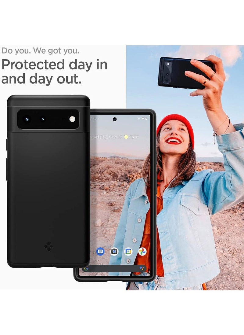 Spigen - Thin Fit For Google Pixel 6 Case Cover Black - Image 1