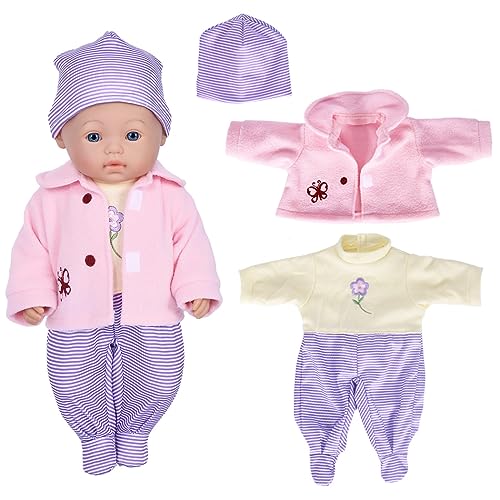ebuddy Doll Clothes 3 Set Baby Doll Clothes Fit for 16 to 17 Inch Baby Dolls 15 inch Dolls(Total 7 Pcs) - Image 4