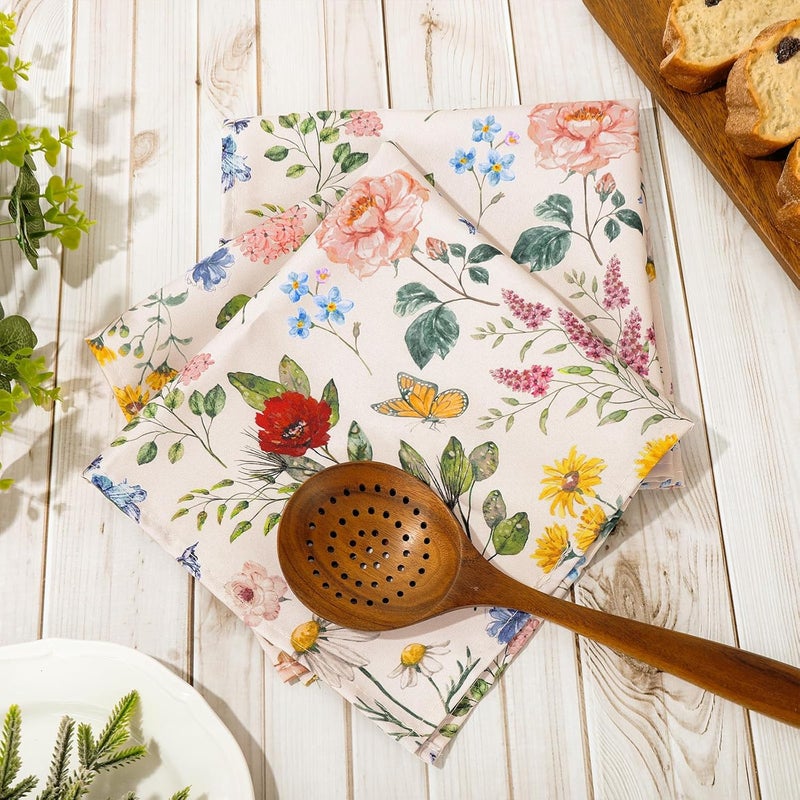 JarThenaAMCS Wildfloral Cloth Napkin Vintage Wildflower Dinner Napkin Reusable Kitchen Table Top Collection for Farmhouse Party Dining Table Decor Set of 4 18 x 18 Inch - Image 3