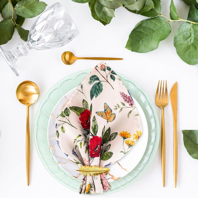 JarThenaAMCS Wildfloral Cloth Napkin Vintage Wildflower Dinner Napkin Reusable Kitchen Table Top Collection for Farmhouse Party Dining Table Decor Set of 4 18 x 18 Inch - Image 5