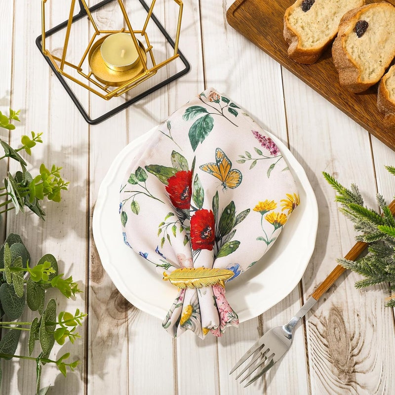 JarThenaAMCS Wildfloral Cloth Napkin Vintage Wildflower Dinner Napkin Reusable Kitchen Table Top Collection for Farmhouse Party Dining Table Decor Set of 4 18 x 18 Inch - Image 4