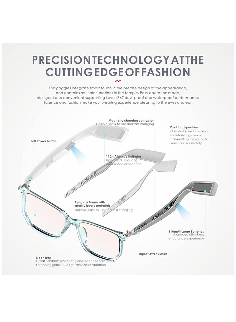 Bluetooth Audio Glasses with Microphone, Anti-Blue Light Lenses, Open Ear Speakers, Perfect for Gaming, Meetings, Travel, and Driving.  - Image 3