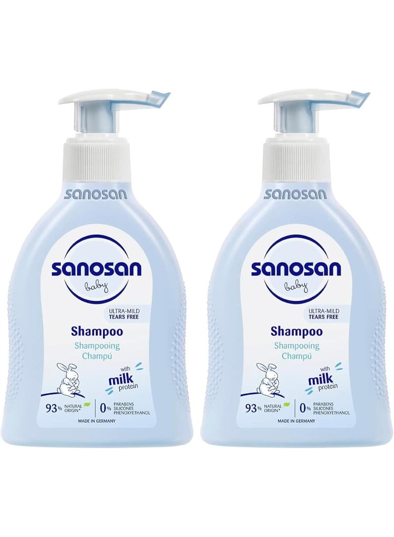 سانوسان شامبو سانوسان® بيبي (عبوة مزدوجة) - تركيبة لا تسبب الدموع، مع بروتين الحليب - 93% مكونات طبيعية - خالي 0% من البارابين والسيليكون - Image 1