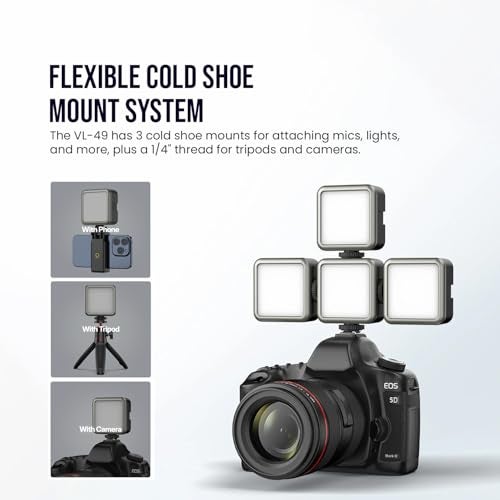 HIFFIN (VL49 RGB) 7W Portable Mini RGB LED Video Light with inbuild Battery & 360° HSI, 3000K-6000K, 8-Level Control, 9 Special FX Modes, Type-C Charging, 2hr Battery, for Photography & Videoshoots - Image 3