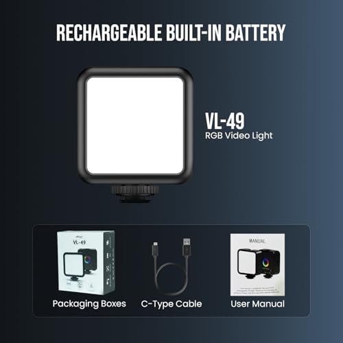 HIFFIN (VL49 RGB) 7W Portable Mini RGB LED Video Light with inbuild Battery & 360° HSI, 3000K-6000K, 8-Level Control, 9 Special FX Modes, Type-C Charging, 2hr Battery, for Photography & Videoshoots - Image 5