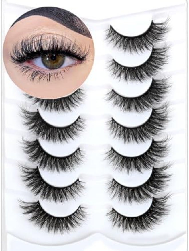 Veleasha False Eyelashes Wispy Faux Mink Lashes Fluffy Handmade Fake Eyelashes Natural Look 7 Pairs Pack Luxury Cat Eye Lashes (815) - Image 1
