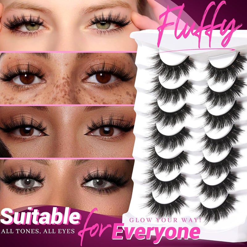 Veleasha False Eyelashes Wispy Faux Mink Lashes Fluffy Handmade Fake Eyelashes Natural Look 7 Pairs Pack Luxury Cat Eye Lashes (815) - Image 5