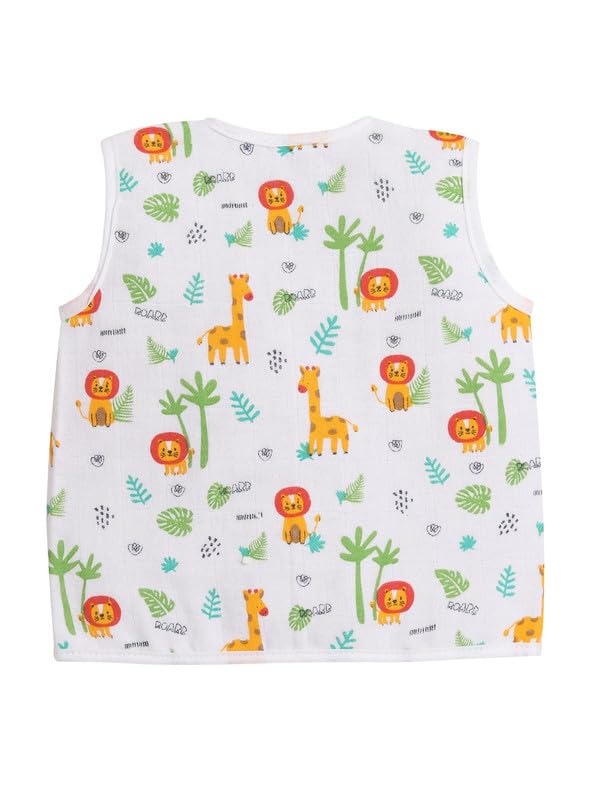 Little Angels Little Angels Baby Jhabla/Vest/T-Shirt and Nappy Set - Cotton V-Neck Sleeveless Tie-Knot for Baby Boys (3-6 Months) | White - Image 4