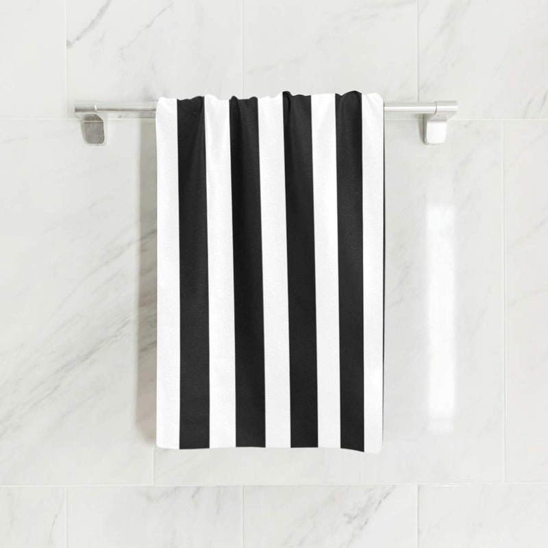 senya Black White Stripes Hand Towel Soft Towels for Bathroom, Hotel, Gym and Spa 30"x15" - Image 2