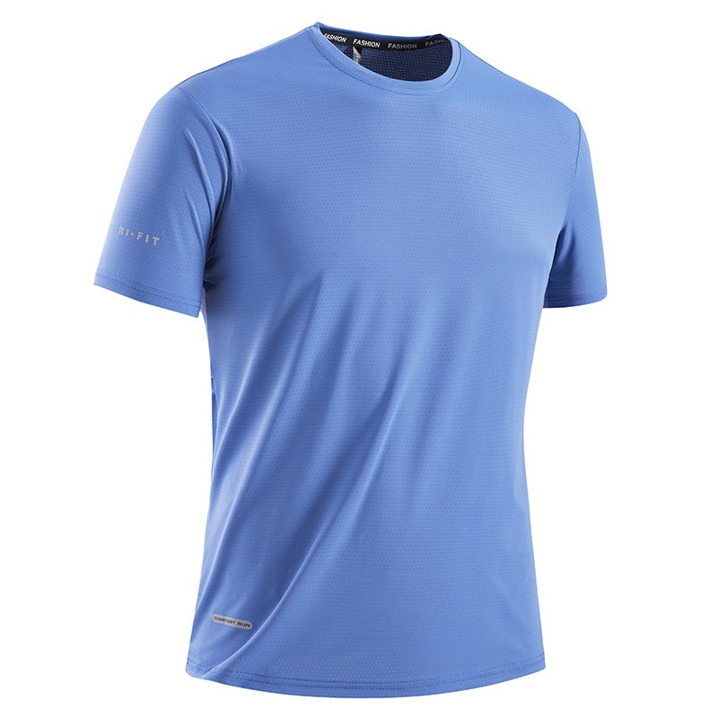 Popular Ice Silk T-Shirt Men'S Quick-Drying Sports Round Neck Short-Sleeved Top Simple Printing High Elasticity Breathable Ice Elastic - Image 3