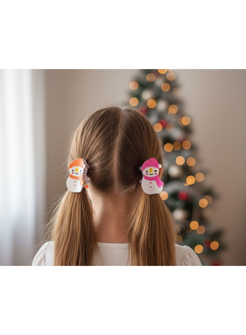 2-Piece Snowman Design Plastic Hair Claw Clips – Mixed Colors for Girls & Women - Image 2