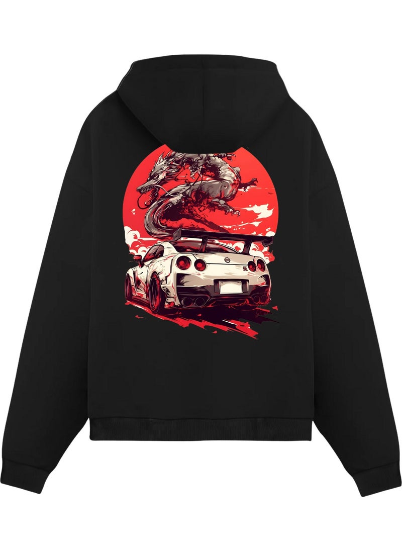Alex Rosen Black Gtr-35 Printed Oversize Fit Cotton Hooded Sweatshirt  - Image 1