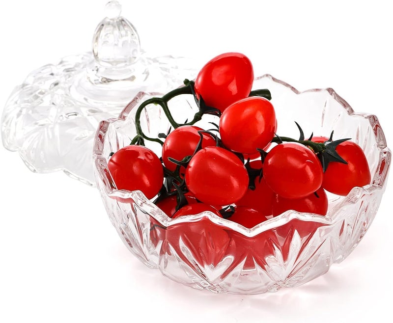 ConvertKitchen Glass Candy Dish with Lid, Crystal Candy Jar, Cookie Jar, Decorative Candy Bowl, Covered Candy Jars for Buffet, Kitchen, Home, Office Desk Candy Dish 1100ML - 1PCS - Image 2