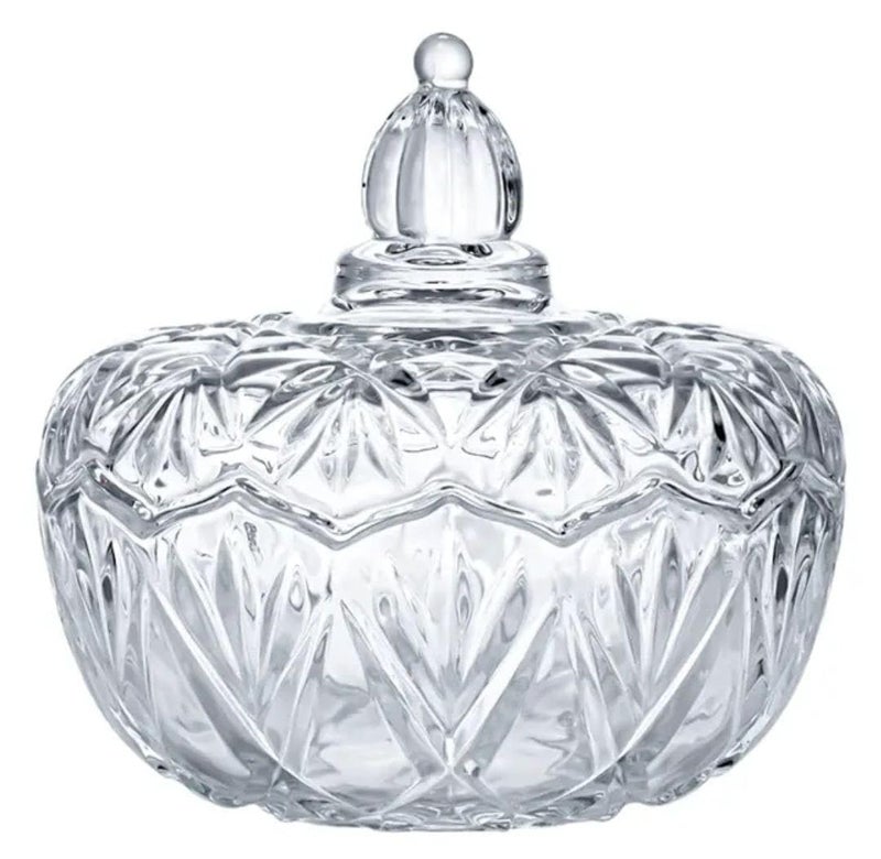 ConvertKitchen Glass Candy Dish with Lid, Crystal Candy Jar, Cookie Jar, Decorative Candy Bowl, Covered Candy Jars for Buffet, Kitchen, Home, Office Desk Candy Dish 1100ML - 1PCS - Image 1