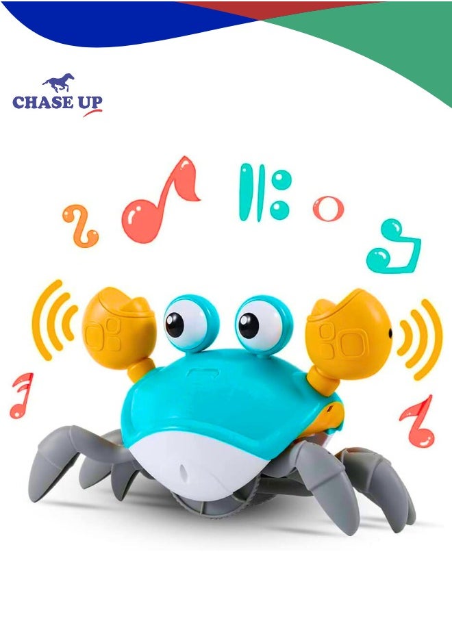 Chase Up Electric Runaway Crab Crawling Crab Baby Toy with Music and LED Light Up Toddler Interactive Learning Development Toy with Automatically Avoid Obstacles For Babies, Toddlers and Kids  - Image 1