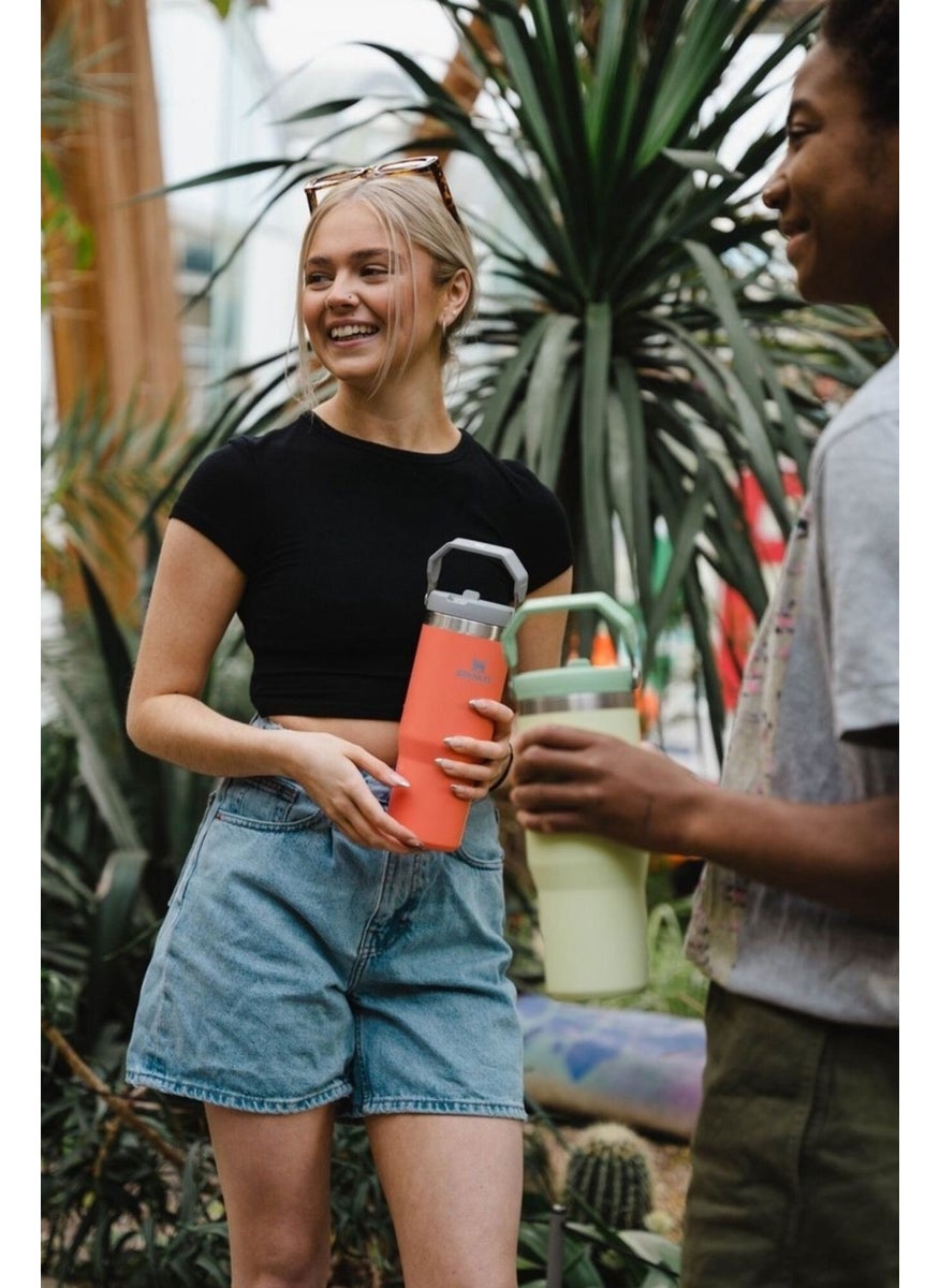 Stanley - Orange The Iceflow Flip Straw Thermos Cup with Straw 0.89 Lt Drink 12 Hours Chrome Single - Image 1