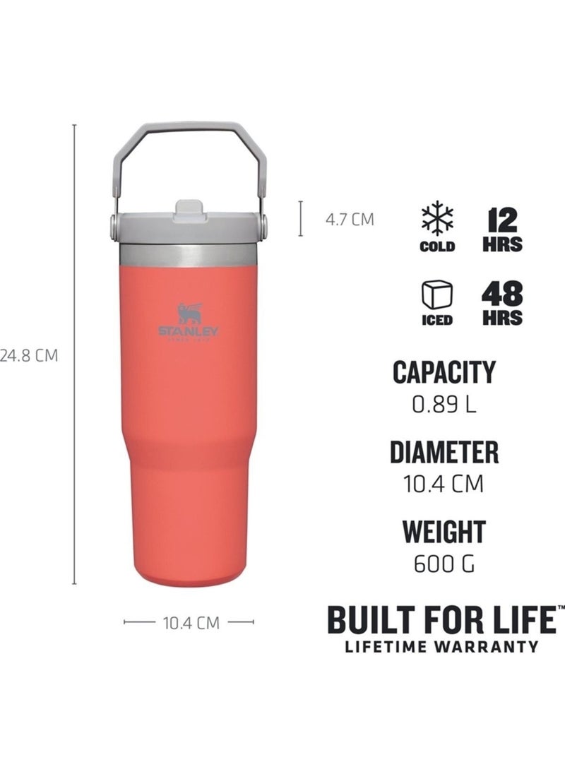 Stanley - Orange The Iceflow Flip Straw Thermos Cup with Straw 0.89 Lt Drink 12 Hours Chrome Single - Image 1