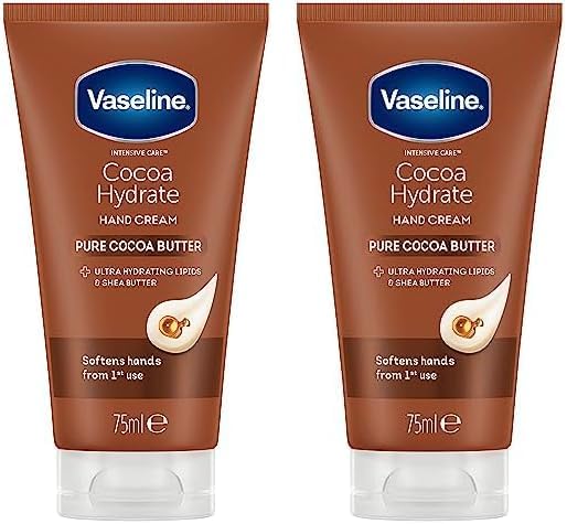 Vaseline Intensive Care Cocoa Hydrate moisturiser with ultrahydrating lipids and shea butter Hand Cream for dry hands 75 ml Pack of 2