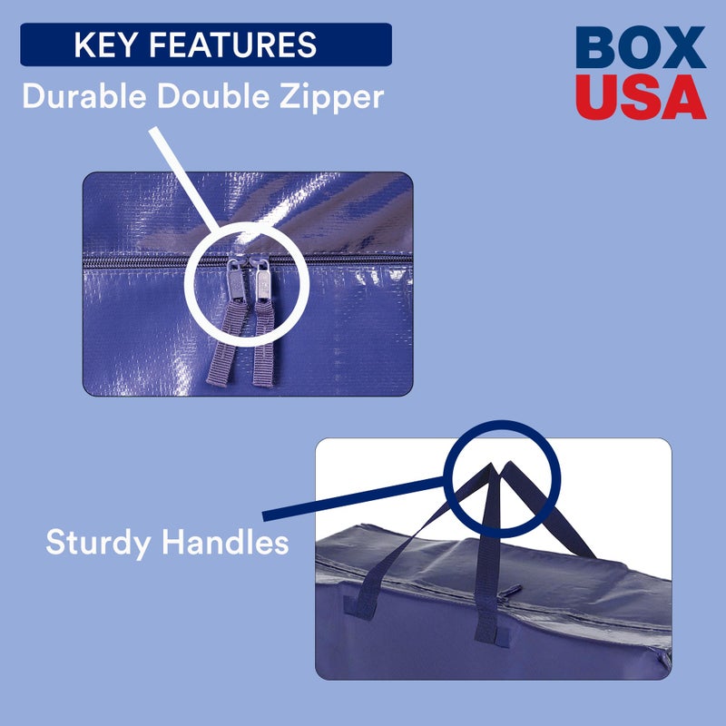 BOX USA 8-Pack Moving Bags with Strong Handles & Zippers - Heavy Duty Extra Large Packing Bags for Storage, Moving Boxes, Dorm & College Supplies, Blue - Image 4