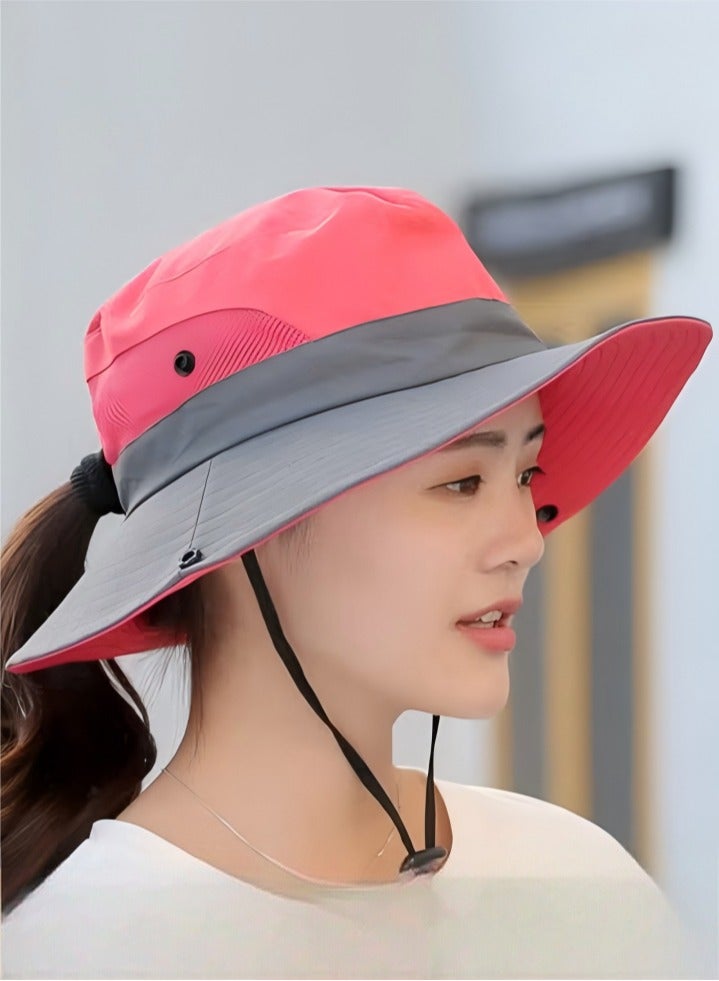 DUNISO Women's Sun Hat Wide Brim Mesh Boonie Hat Foldable Cap Beach Bucket Hat - Image 1