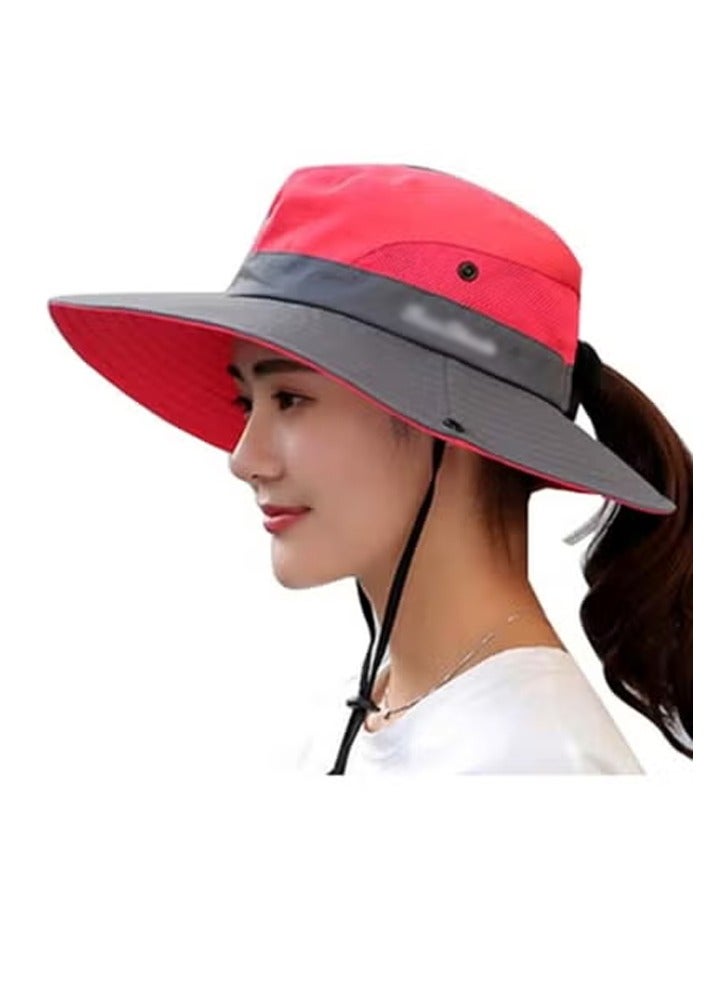 DUNISO Women's Sun Hat Wide Brim Mesh Boonie Hat Foldable Cap Beach Bucket Hat - Image 2