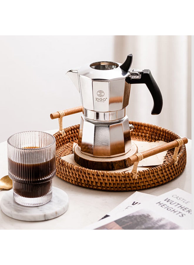 Zigo Dual-valve Moka Pot Coffee Maker For Home Use, Italian-style Coffee Pot With 2 Cups , Dual-valve 2-cup Silver - Image 3