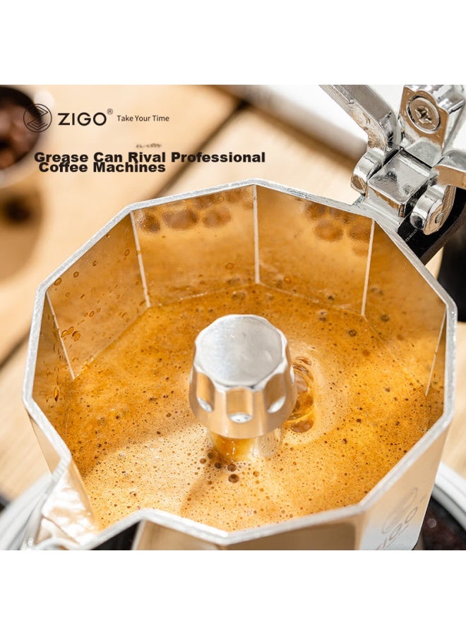 Zigo Dual-valve Moka Pot Coffee Maker For Home Use, Italian-style Coffee Pot With 2 Cups , Dual-valve 2-cup Silver - Image 4