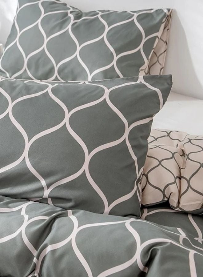 LUNA Home King size 6 Piece Geometric Pattern Duvet Cover Set Gray & Cream Bedding Set Reversible style. - Image 5