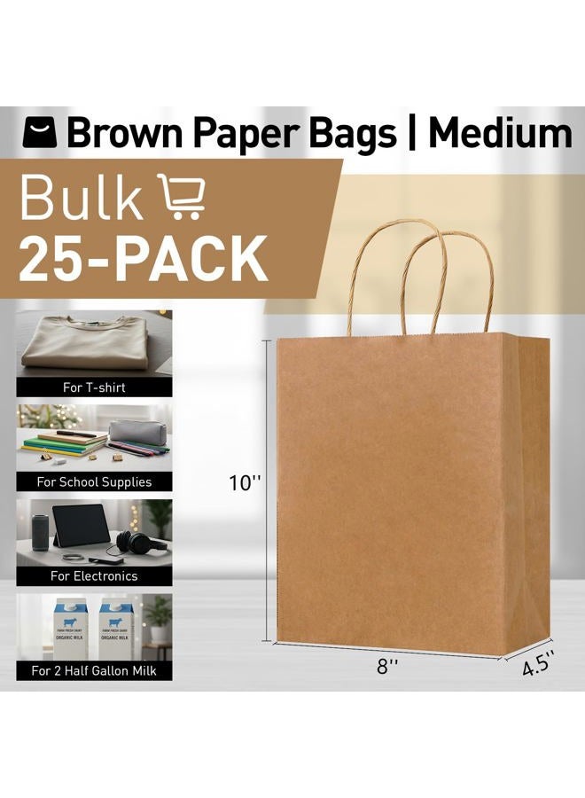 SUNCOLOR 25 Pieces 10" Brown Gift Bags with Handle for Party Favor Bags (Brown) - Image 2