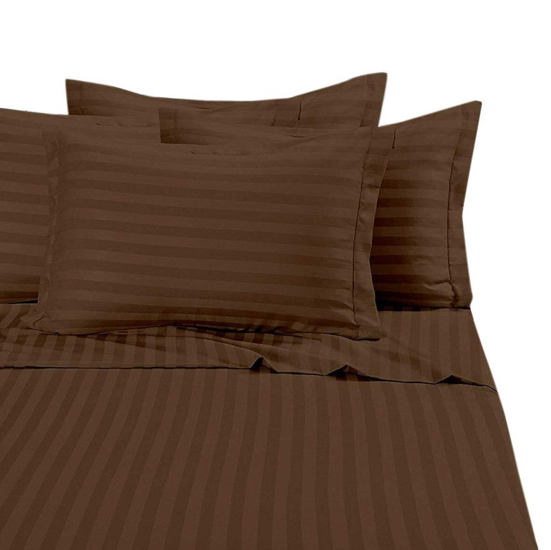 Comfy Cotton ملاءة سرير مزدوج قطنية مريحة 210 TC مع 2 غطاء وسادة حجم كينج بني - Image 4