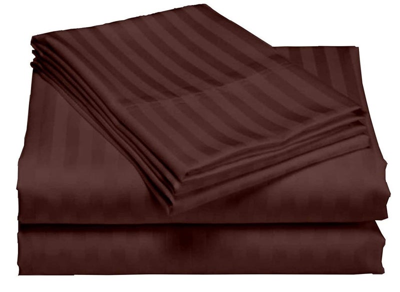 Comfy Cotton ملاءة سرير مزدوج قطنية مريحة 210 TC مع 2 غطاء وسادة حجم كينج بني - Image 1