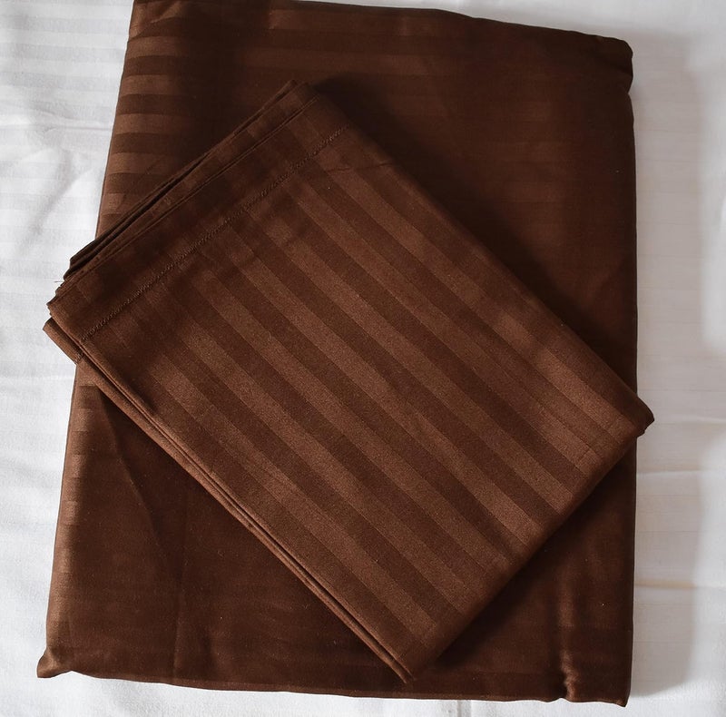 Comfy Cotton ملاءة سرير مزدوج قطنية مريحة 210 TC مع 2 غطاء وسادة حجم كينج بني - Image 3