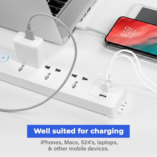 EMBOX Extension Board with USB (2.4 A) Type C | Master Switch Spike Guard, 6 amp Universal Sockets, LED Indicator 1500W (3 Socket + 3 USB - 2mtr) - Image 4