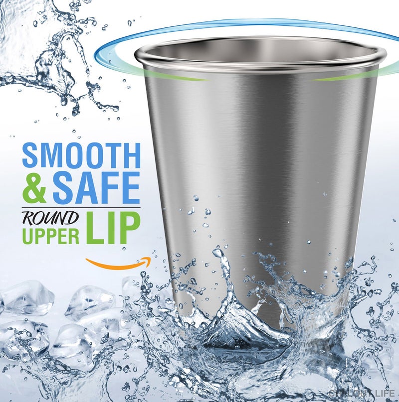 CHILLOUT LIFE Stainless Steel Cups for Kids and Adult 12 oz â€“ Metal Kids Cups stackable for Home & Outdoor Activities, BPA Free Healthy Unbreakable Premium Metal Drinking Pint Glasses (4-Pack) - Image 4