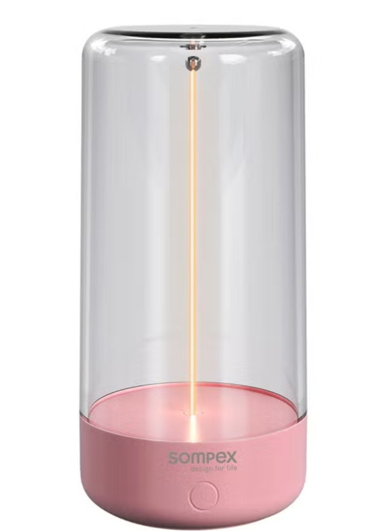 Sompex مصباح طاولة سمبكس بولس المدمج القابل لإعادة الشحن | ضوء LED أنيق ومحمول | IP54 (مقاوم للماء) | وظيفة ذاكرة السطوع | للاستخدام الداخلي والخارجي | 3 ضوء دافئ | ارتفاع 14.5 سم - وردي - Image 1