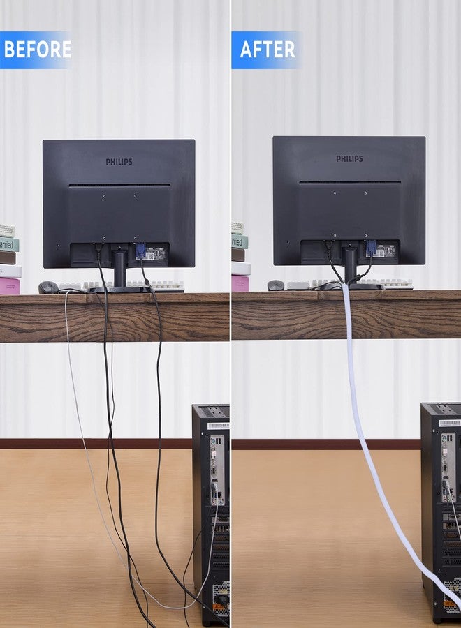 AGPTEK White Cable Sleeve Cover, 10ft - 1.5inch, Cord Management System for Desk PC TV Computer Projector Wires Protection and Organization, Home, Theater and Office, White - Image 5