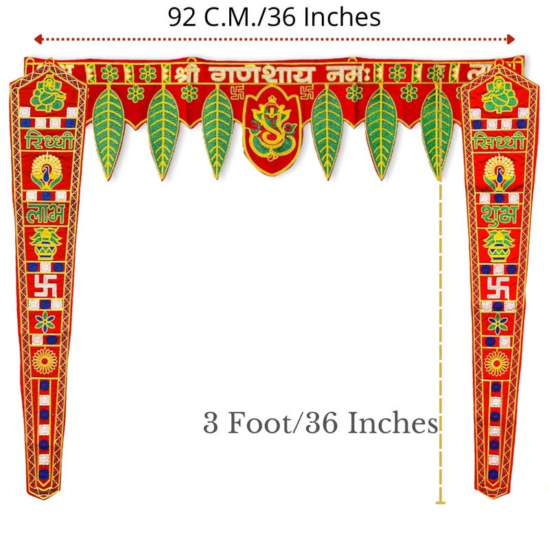 TORNORY Traditional Toran Bandarwal for Entrance DecorWall Hanging for Home DecorMulticolour37 InchSet of 3 Pieces Ganesh PanRidhdhi Sidhdhi Sakh - Image 2