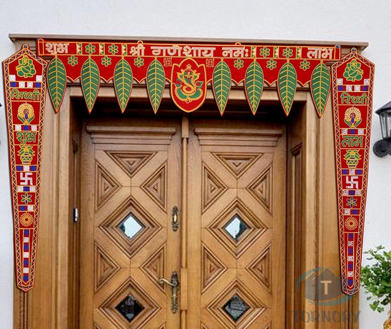 TORNORY Traditional Toran Bandarwal for Entrance DecorWall Hanging for Home DecorMulticolour37 InchSet of 3 Pieces Ganesh PanRidhdhi Sidhdhi Sakh - Image 1