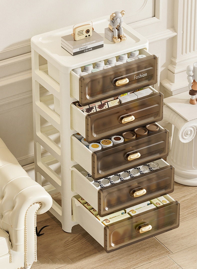Haidue Multicolor 5-Drawer Plastic Rolling Cabinet Clothes Storage Box Organizer with Wheels for Toys Kitchen Container Bathroom Living Room Office and Playroom - Image 3