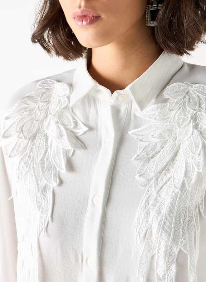 2Xtremz Embellished Shirt Dress with Collar and Long Sleeves - Image 4