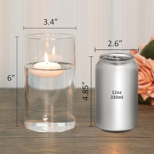 SUPMIND 12pcs Clear Cylinder Vases for Centerpieces, Glass Flower Vases for Wedding Decorations and Home Decor, 6 Inch Glass Hurricane Candle Holder for Table Shelf - Image 2