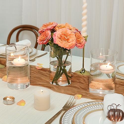 SUPMIND 12pcs Clear Cylinder Vases for Centerpieces, Glass Flower Vases for Wedding Decorations and Home Decor, 6 Inch Glass Hurricane Candle Holder for Table Shelf - Image 3