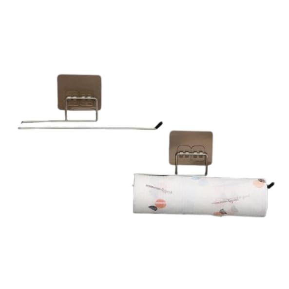 GOLDFRESH GOLDFRESH Stainless Steel Self Paper Roll Holder Tissue Paper Stand Towel Bar Hanger for Kitchen Bathroom Toilet with Magic Adhesive Pad and Kitchen Paper Roll Holder Stainless Steel Tissue Paper - Image 1