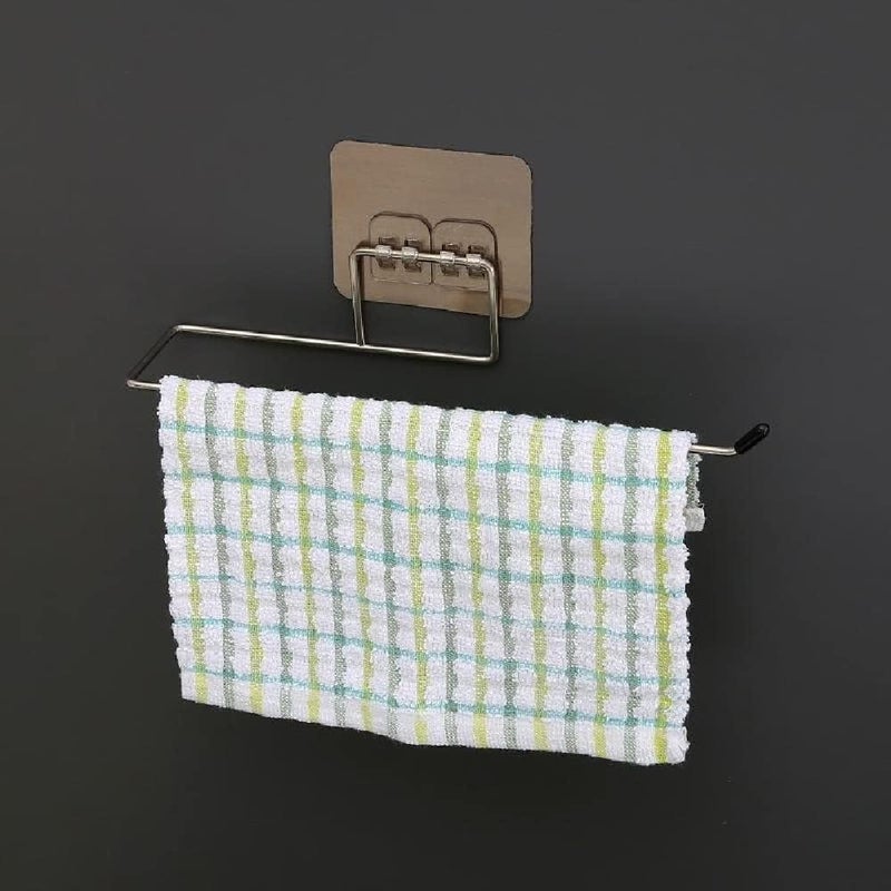 GOLDFRESH GOLDFRESH Stainless Steel Self Paper Roll Holder Tissue Paper Stand Towel Bar Hanger for Kitchen Bathroom Toilet with Magic Adhesive Pad and Kitchen Paper Roll Holder Stainless Steel Tissue Paper - Image 5