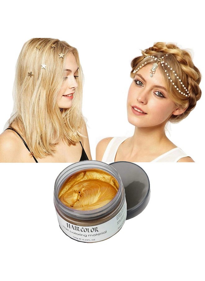 Acosexy - Gold Temporary Hair Color Wax Dye Kids Hair Spray Disposable Natural Hair Strong Style Gel Cream Hair Dye Instant Hairstyle Mud Cream For Party Cosplay Masquerade Etc.(Gold) - Image 1