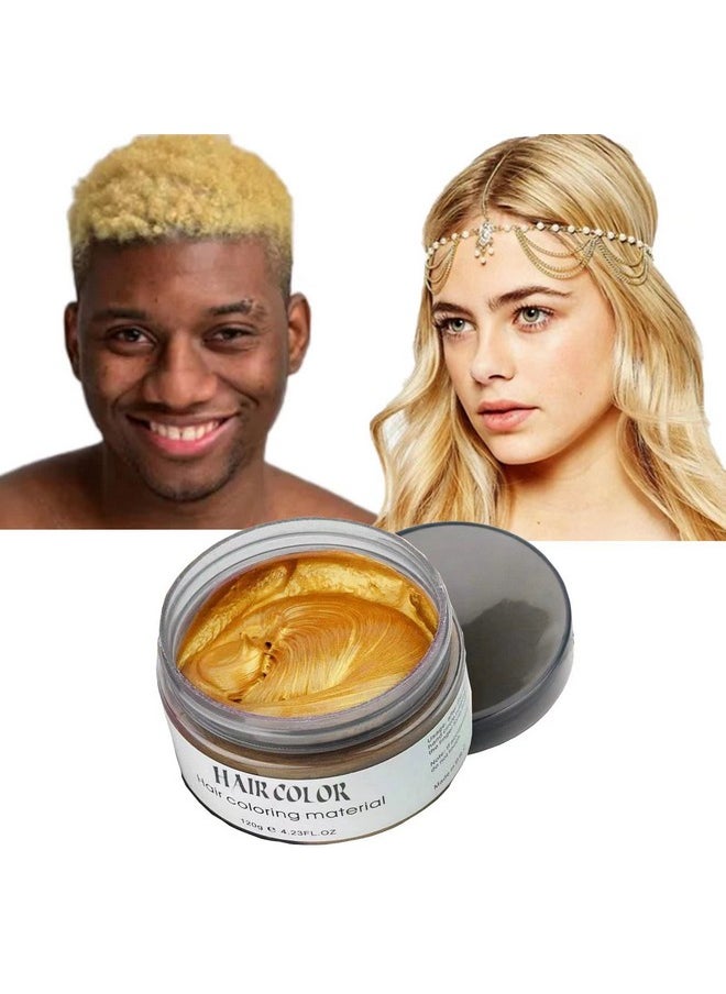 Acosexy - Gold Temporary Hair Color Wax Dye Kids Hair Spray Disposable Natural Hair Strong Style Gel Cream Hair Dye Instant Hairstyle Mud Cream For Party Cosplay Masquerade Etc.(Gold) - Image 1